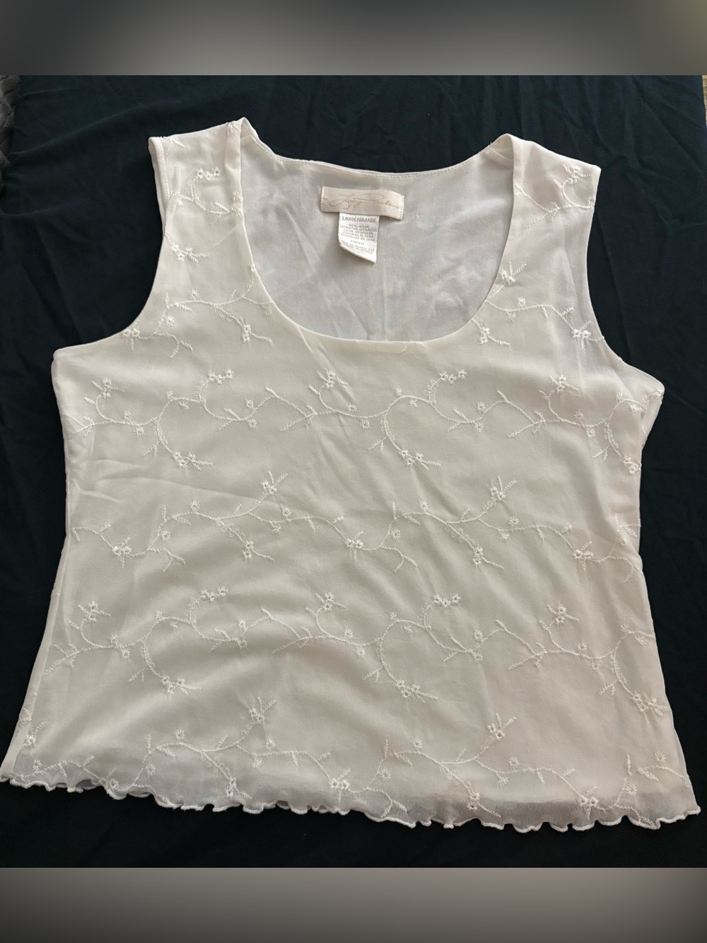 Lucy Pereda White Floral Embroidered Sleeveless Cami | Women's Size: Large